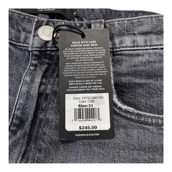 Hudson Los Angeles Jade Distressed Denim Jeans High-Rise Straight Loose Fit 31 - Picture 5 of 8